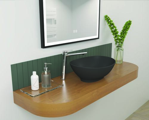 Vasque ovale à poser HANA en céramique 40,5 x 33 x 14 cm - Noir mat